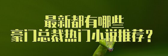 最新都有哪些豪门总裁热门小说推荐？